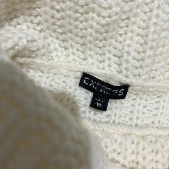 Express Cream Cable Knit Cowl Neck Sweater Wool Mohair Blend in XS - Picture 7 of 7